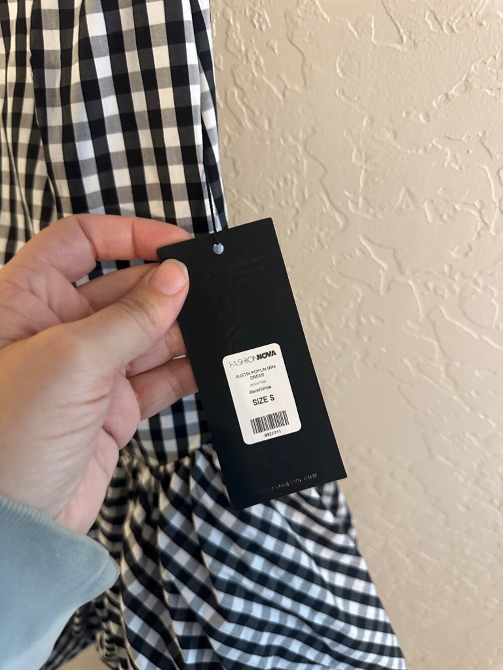 NWT Fashion Nova Luxe Austin Poplin Black & White Gingham Milkmaid Mini Dress - Picture 8 of 13